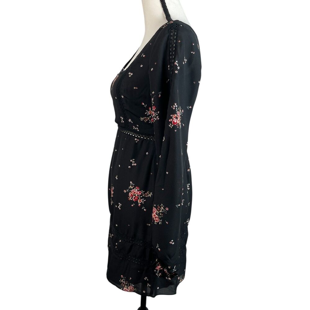 Show Me Your Mumu Helen Mini Dress XS Black Floral Long Sleeve Smocked Back - Picture 6 of 13
